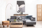 Hanover Grey Linen Corner Sofa with Adjustable Headrests