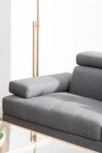 Hanover Grey Linen Corner Sofa with Adjustable Headrests