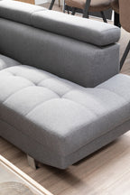 Hanover Grey Linen Corner Sofa with Adjustable Headrests