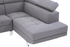 Hanover Grey Linen Corner Sofa with Adjustable Headrests