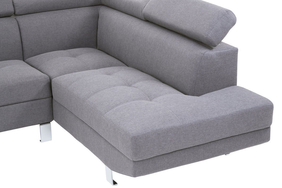 Hanover Grey Linen Corner Sofa with Adjustable Headrests