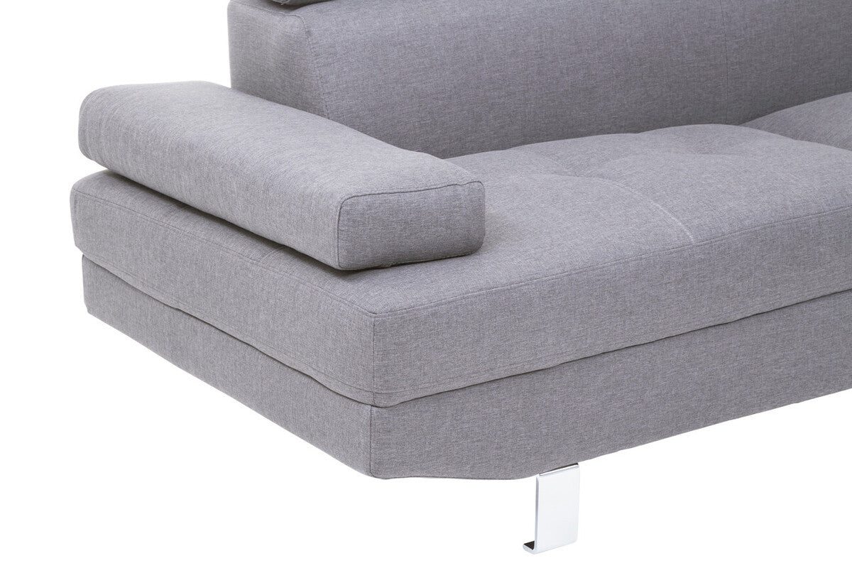 Hanover Grey Linen Corner Sofa with Adjustable Headrests