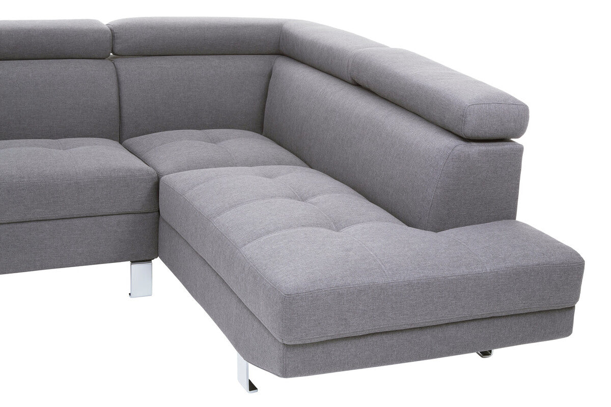 Hanover Grey Linen Corner Sofa with Adjustable Headrests
