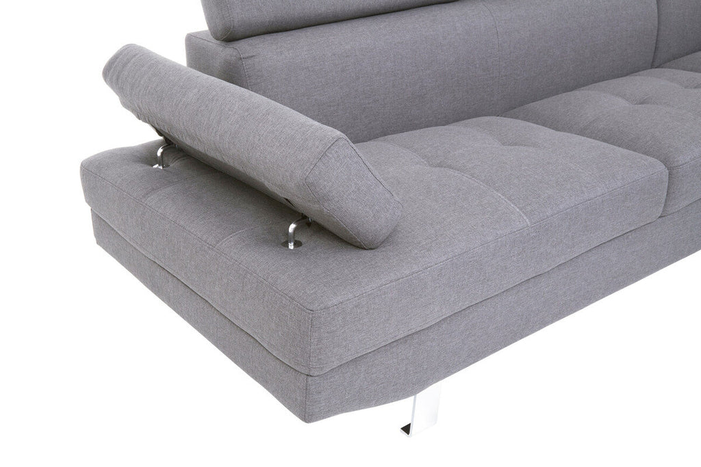 Hanover Grey Linen Corner Sofa with Adjustable Headrests