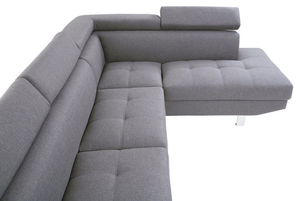 Hanover Grey Linen Corner Sofa with Adjustable Headrests