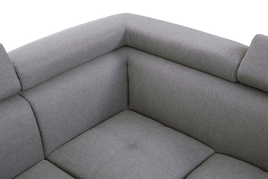 Hanover Grey Linen Corner Sofa with Adjustable Headrests