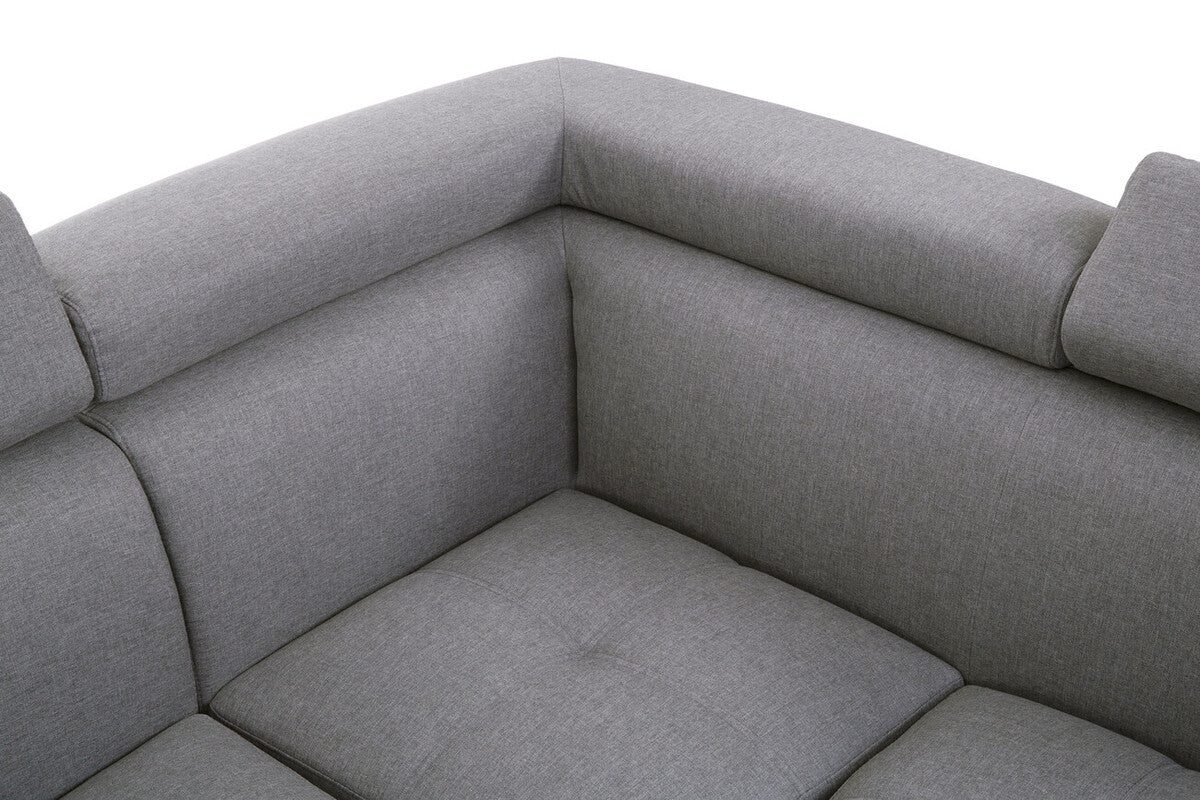 Hanover Grey Linen Corner Sofa with Adjustable Headrests