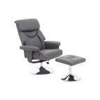 Denton Grey Leather Effect Recliner Chair with Footstool