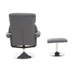 Denton Grey Leather Effect Recliner Chair with Footstool