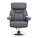 Denton Grey Leather Effect Recliner Chair with Footstool