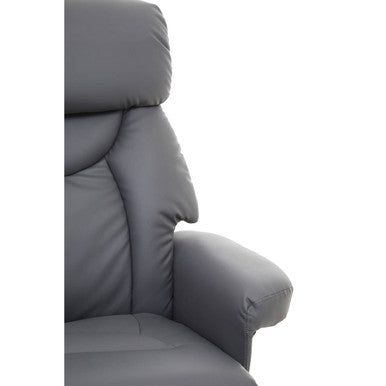 Denton Grey Leather Effect Recliner Chair with Footstool