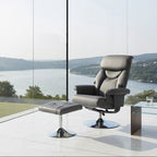 Denton Grey Leather Effect Recliner Chair with Footstool