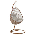 Goa Brown Rattan Hanging Chair with Grey Cushions