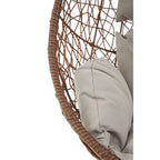 Goa Brown Rattan Hanging Chair with Grey Cushions