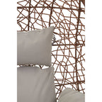 Goa Brown Rattan Hanging Chair with Grey Cushions