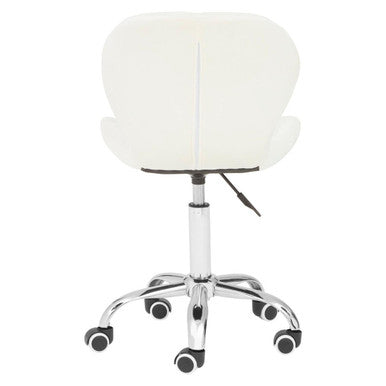 Franki White Velvet Quilted Home Office Chair