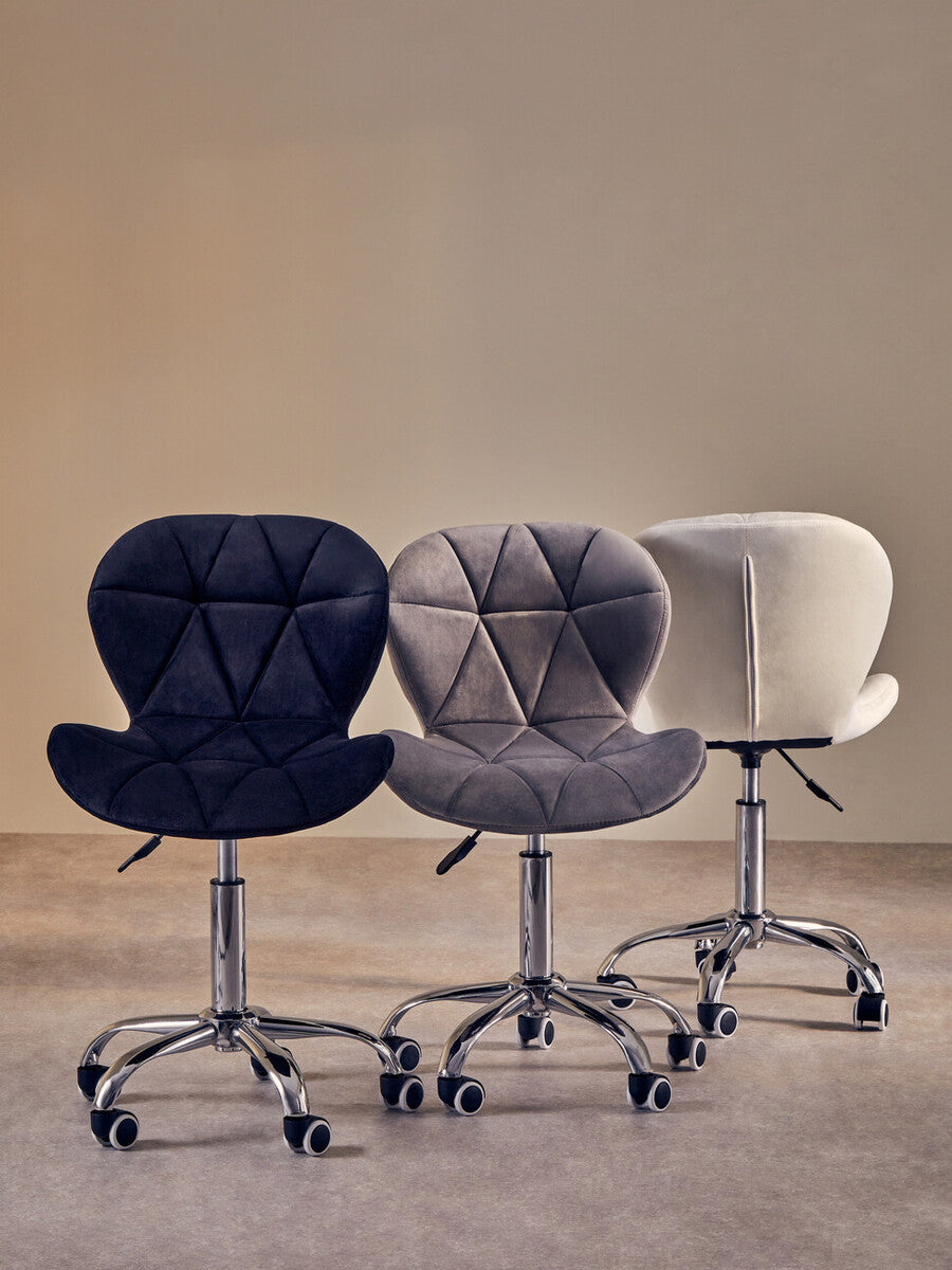 Franki White Velvet Quilted Home Office Chair