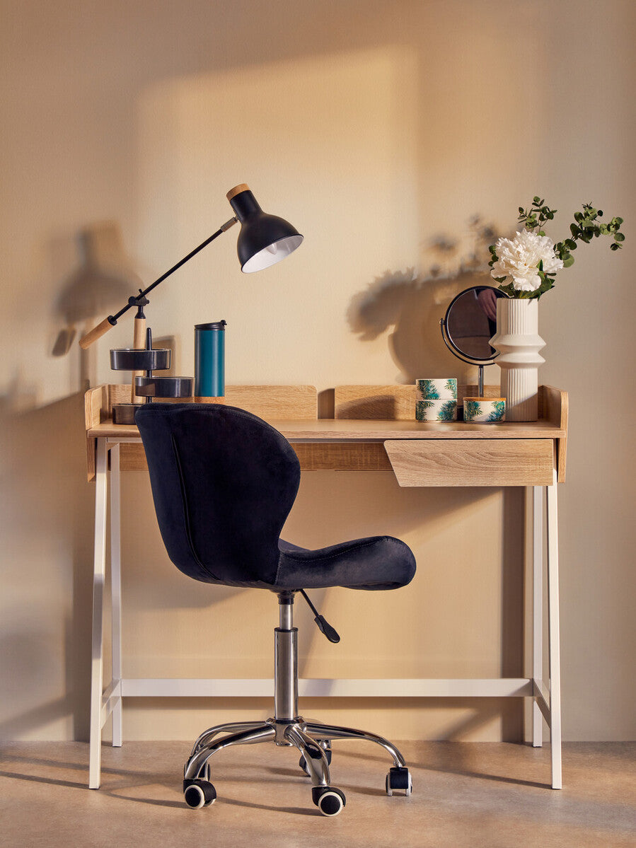 Franki Black Velvet Quilted Home Office Chair