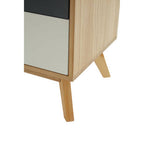 Wooden cabinet with white panel on a white background