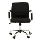 Brent Black Leather Effect Home Office Chair with Chrome Finish Arms and Base