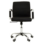 Brent Black Leather Effect Home Office Chair with Chrome Finish Arms and Base