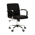 Brent Black Leather Effect Home Office Chair with Chrome Finish Arms and Base