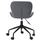 Brent Dark Grey Leather Effect Home Office Chair with Black Finish Base