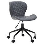 Brent Dark Grey Leather Effect Home Office Chair with Black Finish Base