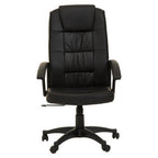 Brent Black Leather Effect High Back Home Office Chair with Headrest