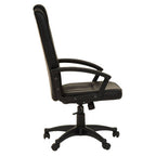 Brent Black Leather Effect High Back Home Office Chair with Headrest