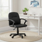 Brent Black Leather Effect Home Office Chair with Castor Base