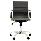 Brent Black Leather Effect Home Office Chair with Padded Arms