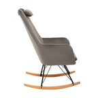 Stockholm Grey Velvet High Back Rocking Chair