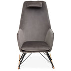 Stockholm Grey Velvet High Back Rocking Chair