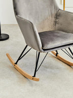 Stockholm Grey Velvet High Back Rocking Chair