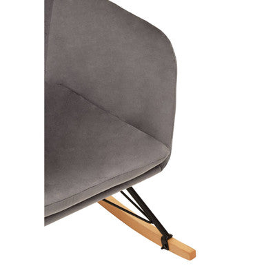 Stockholm Grey Velvet High Back Rocking Chair