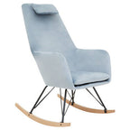 Stockholm Blue Velvet High Back Rocking Chair