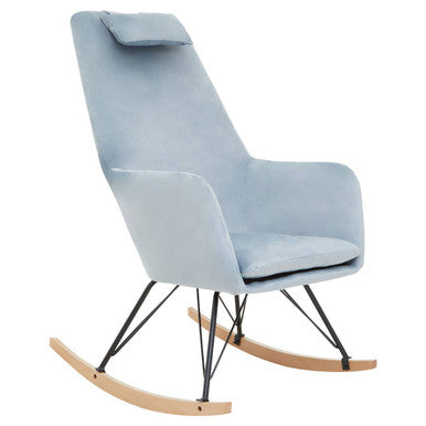 Stockholm Blue Velvet High Back Rocking Chair