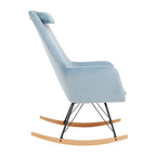 Stockholm Blue Velvet High Back Rocking Chair