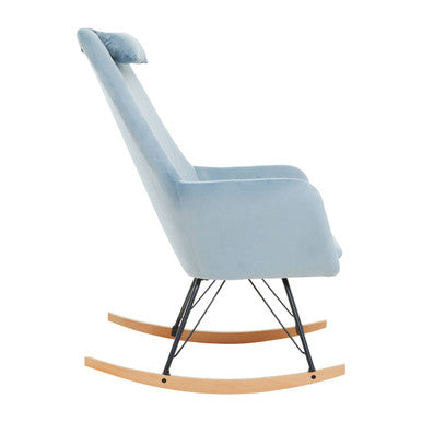Stockholm Blue Velvet High Back Rocking Chair