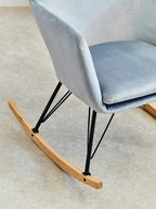 Stockholm Blue Velvet High Back Rocking Chair