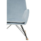 Stockholm Blue Velvet High Back Rocking Chair