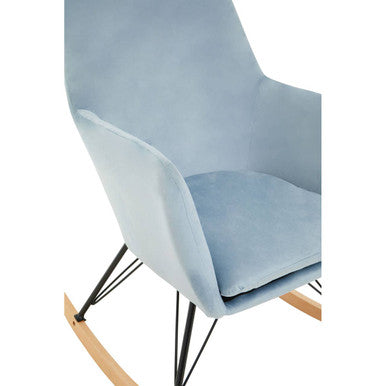 Stockholm Blue Velvet High Back Rocking Chair