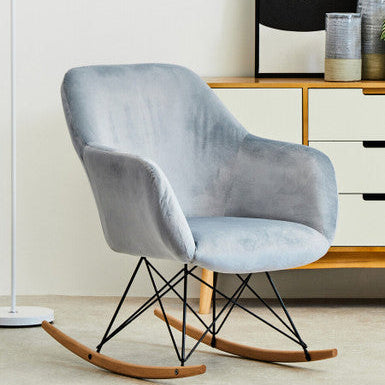 Stockholm Blue Velvet Rocking Chair