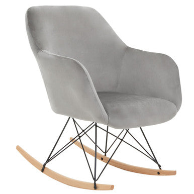 Stockholm Grey Velvet Rocking Chair
