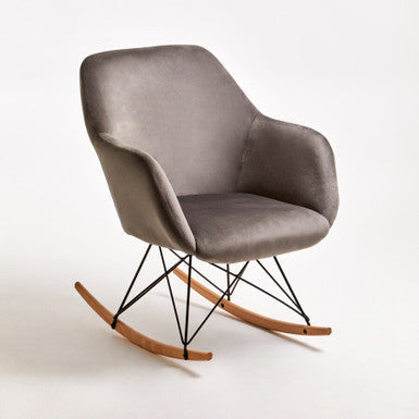 Stockholm Grey Velvet Rocking Chair