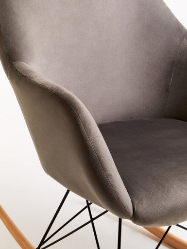 Stockholm Grey Velvet Rocking Chair