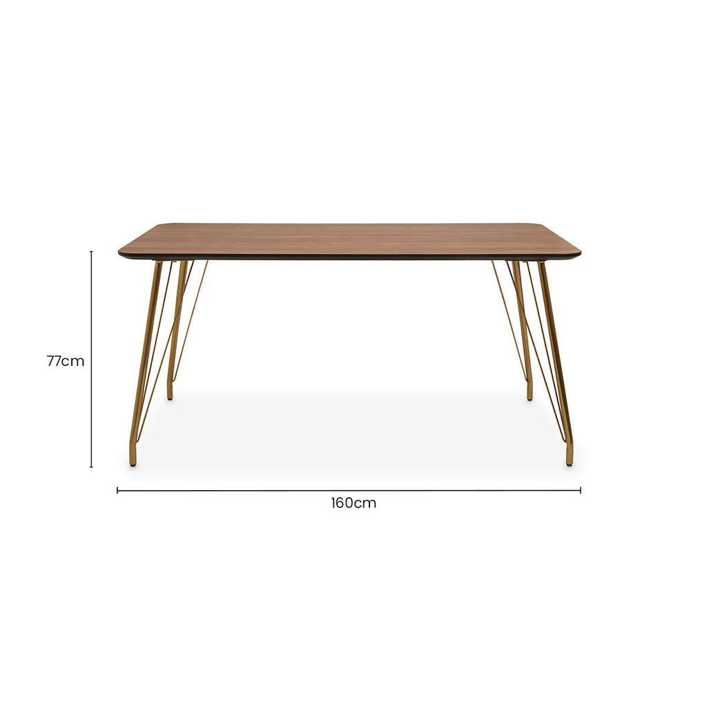Veneto Natural Wood Effect Dining Table with Gold Finish Legs