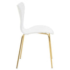 Laila White Dining Chair with Gold Finish Legs