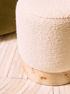 Mota Burl Wood And Cream Boucle Round Stool
